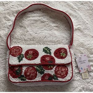 Handcrafted In India Beaded Shoulder Bag Tomatoes White Red Viral NEW